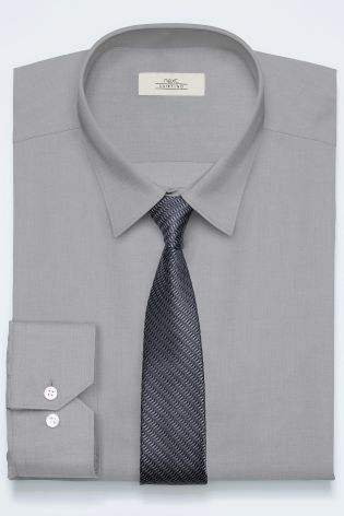 Slim Fit Shirt And Tie Set